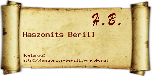 Haszonits Berill névjegykártya